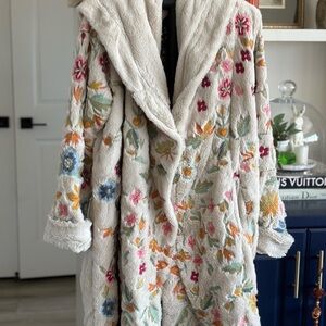Floral Embroidered Teddy Jacket